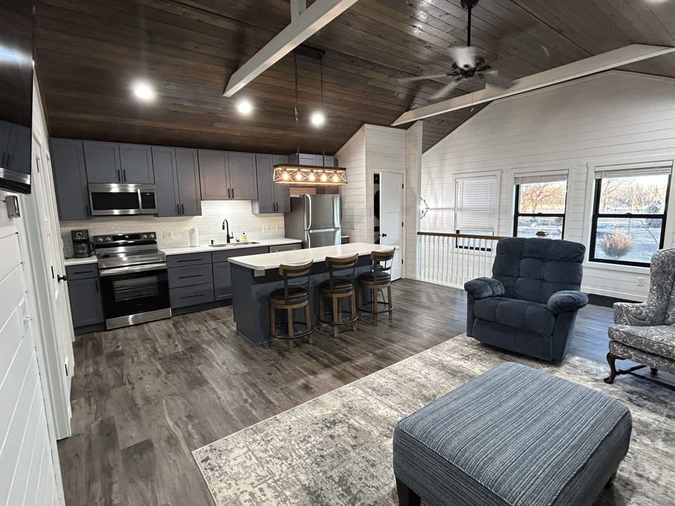 Open concept living and dining space
