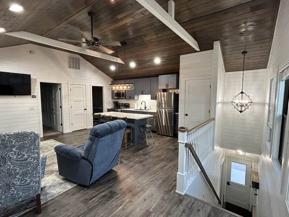 open concept living and dining area