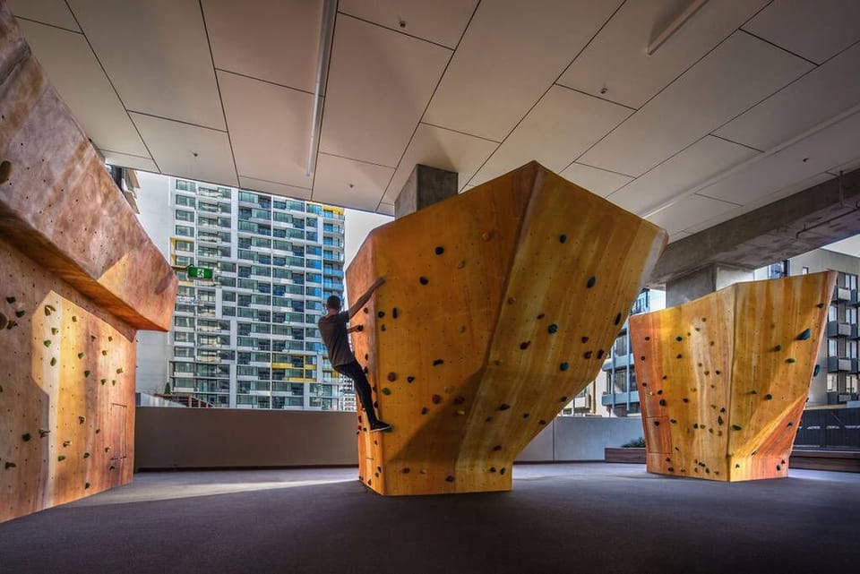 The rock climbing facility.