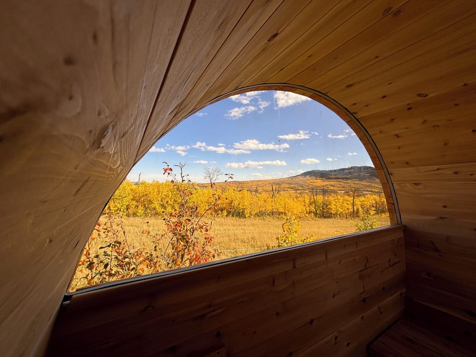 Enjoy mountain / valley views from your private barrel sauna 