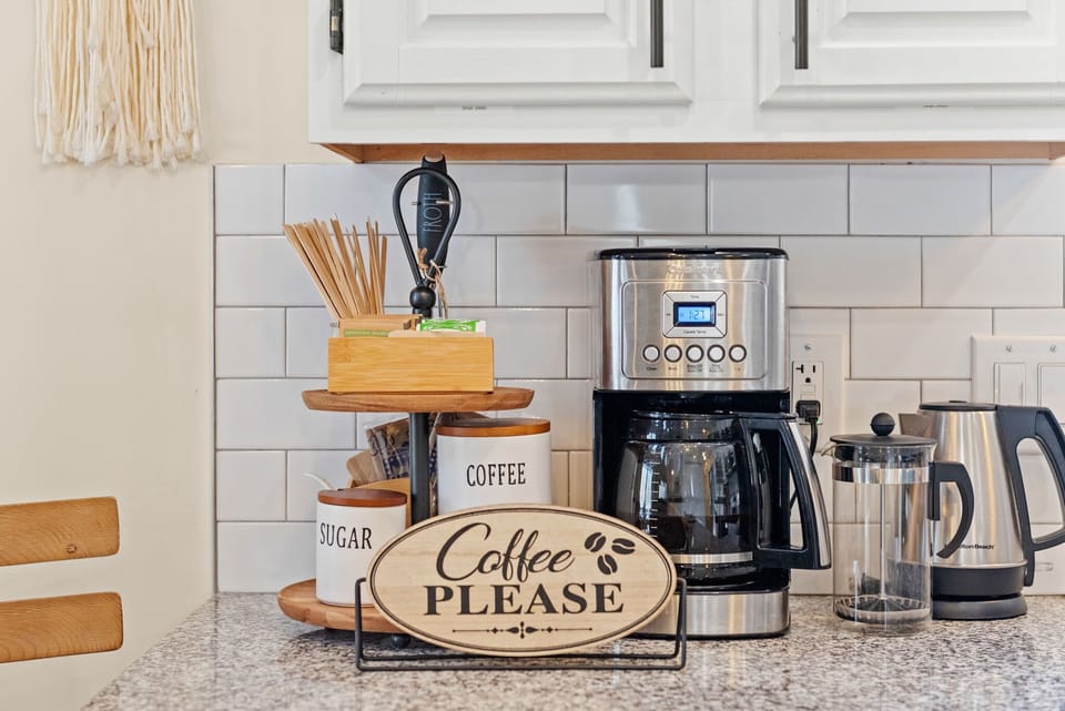We offer a fully stocked coffee station for you to enjoy a freshly brewed cup of coffee whenever you'd like.