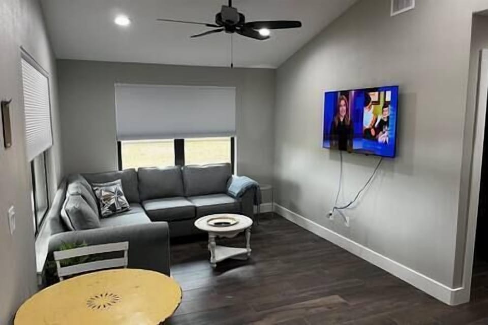 Living area with smart OLED TV
