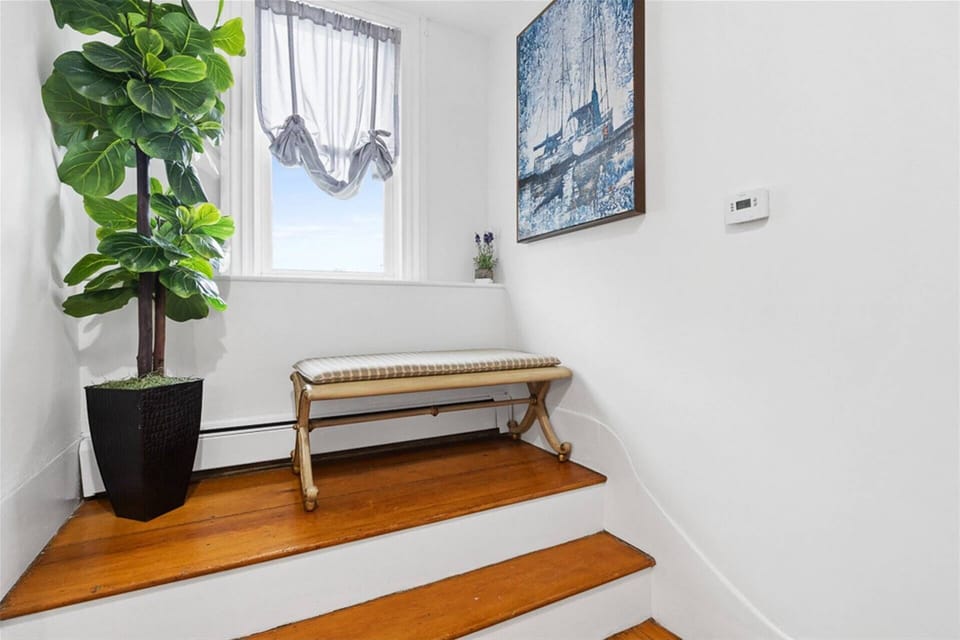 Top of the stairs, gorgeous ocean view from that window