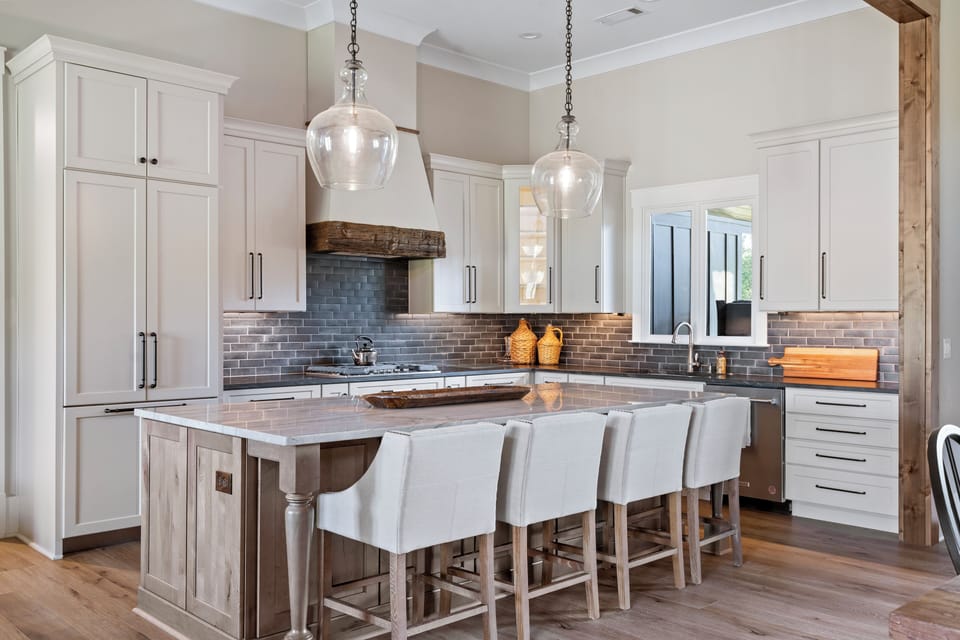 Gather at the island for meals, wine, conversation, and late-night snacks.
