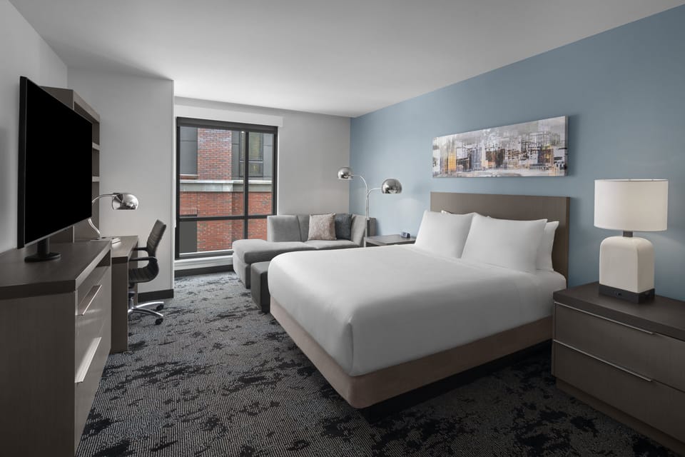 In-room safe, desk, laptop workspace, blackout drapes