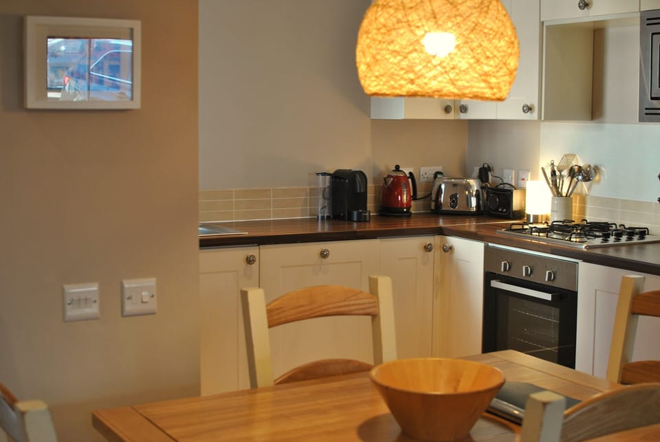 The dining kitchen is well-proportioned
