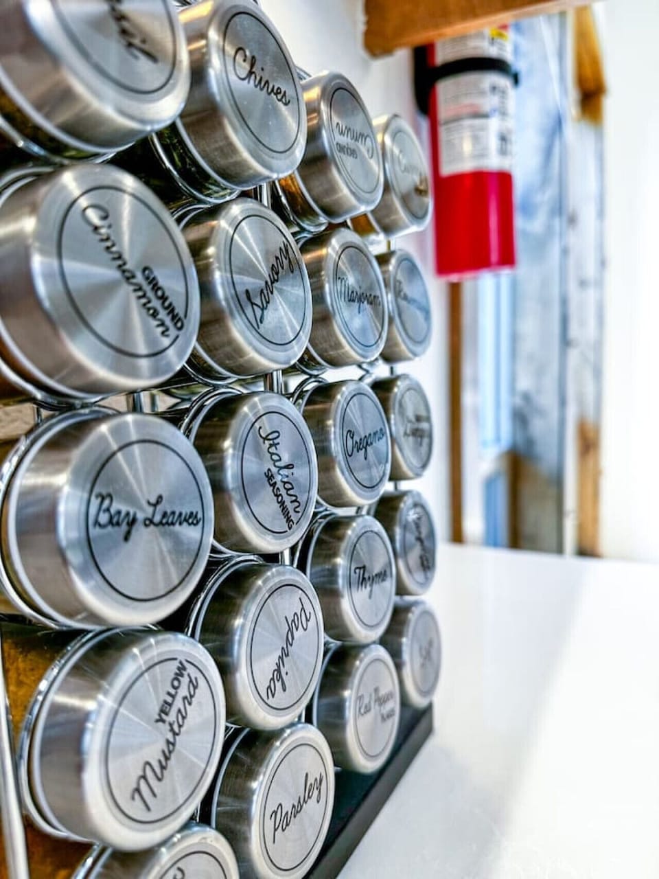 Enjoy cooking with ease using this well-organized spice rack, complete with a variety of herbs and spices to elevate every meal during your stay