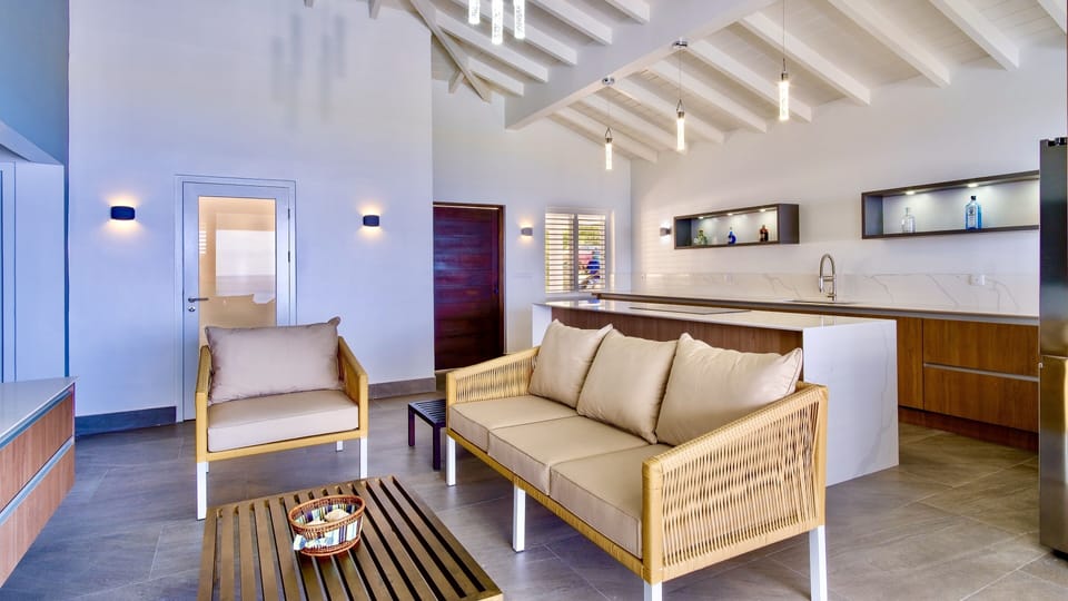Open living room with modern furnitures 