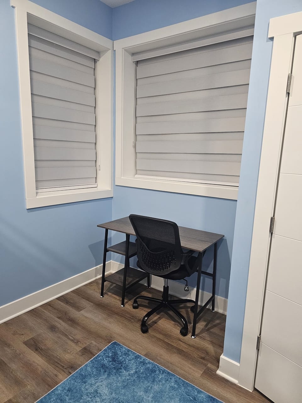 Bedroom 2 with double over double bunk beds, smart tv & now w/desk and chair