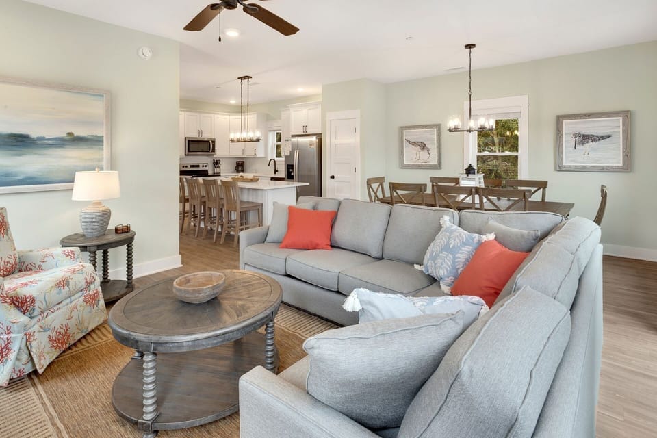 Relax in the spacious Living Area with a large, Flat Screen TV!