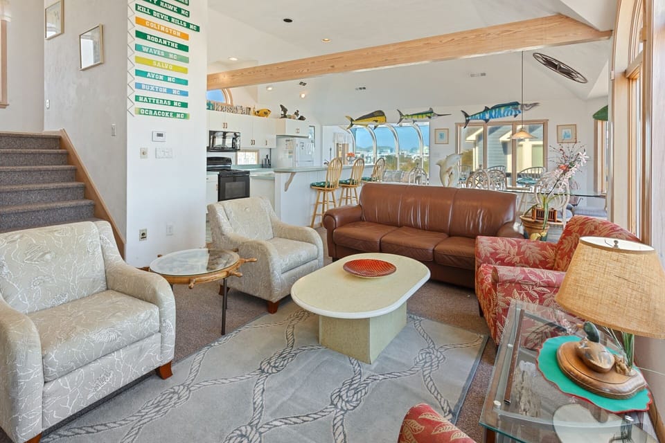 The spacious top-level living area is thoughtfully designed.