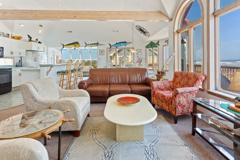 The spacious top-level living area is thoughtfully designed.