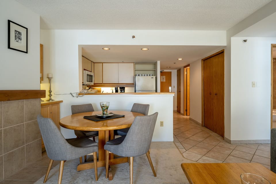 Dining area fits 6 people. 