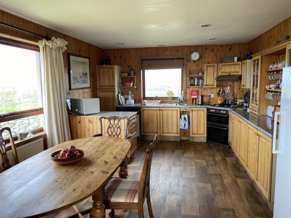 Cosy well equipped kitchen with stunning views and wildlife metres away