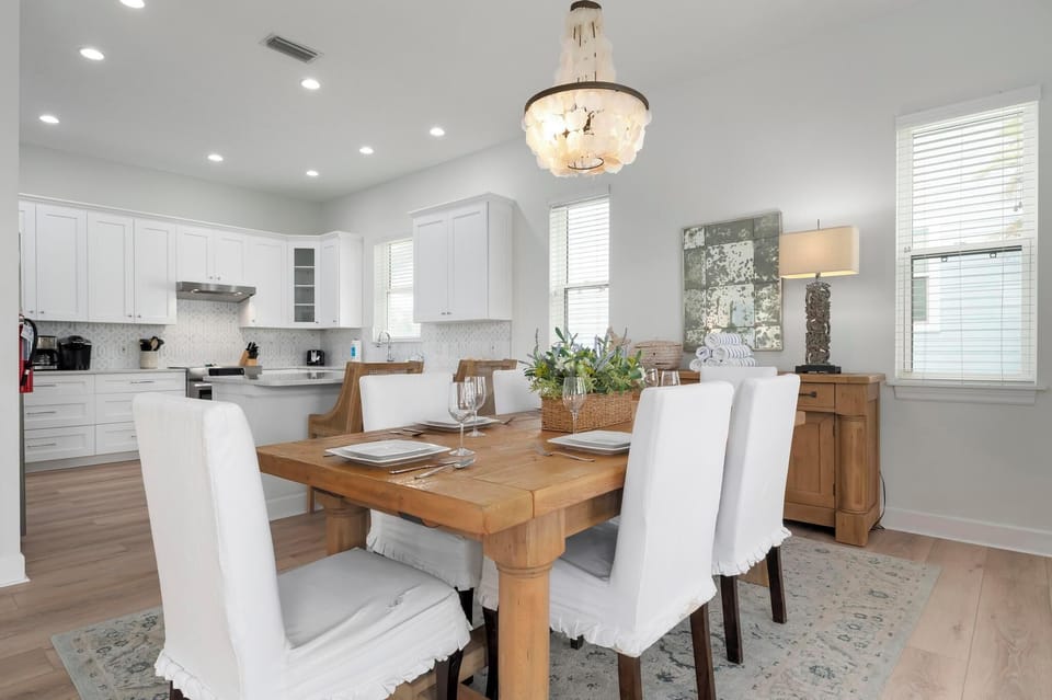 Open kitchen and dining area
