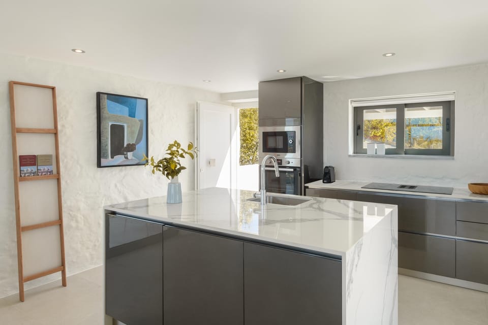 Deluxe Villa | Private kitchen | Full-size fridge, microwave, oven, dishwasher