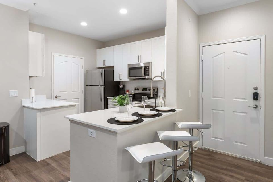 Kitchen island with bar stools