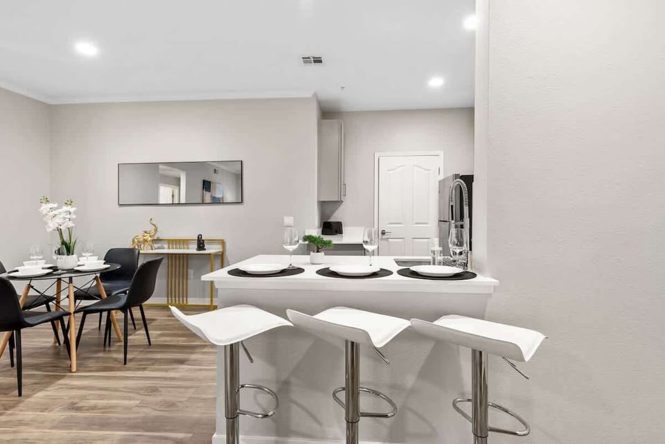 Kitchen island with bar stools