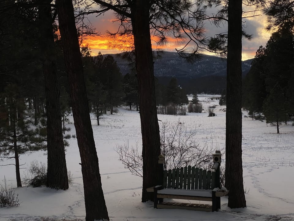 Evening sunset view from our dining room window