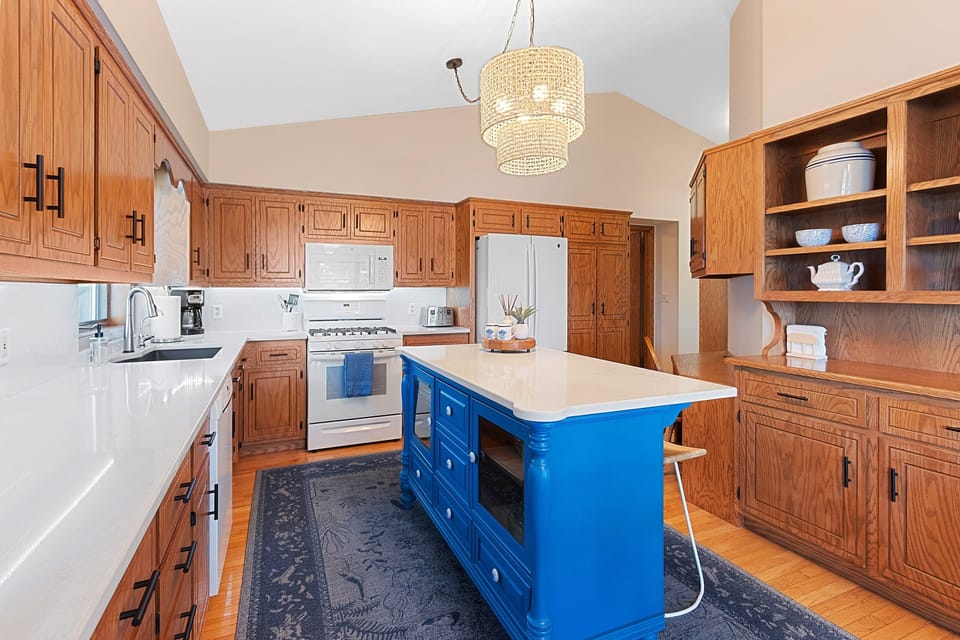 The kitchen is fully stocked to make food preparation and serving a breeze.  