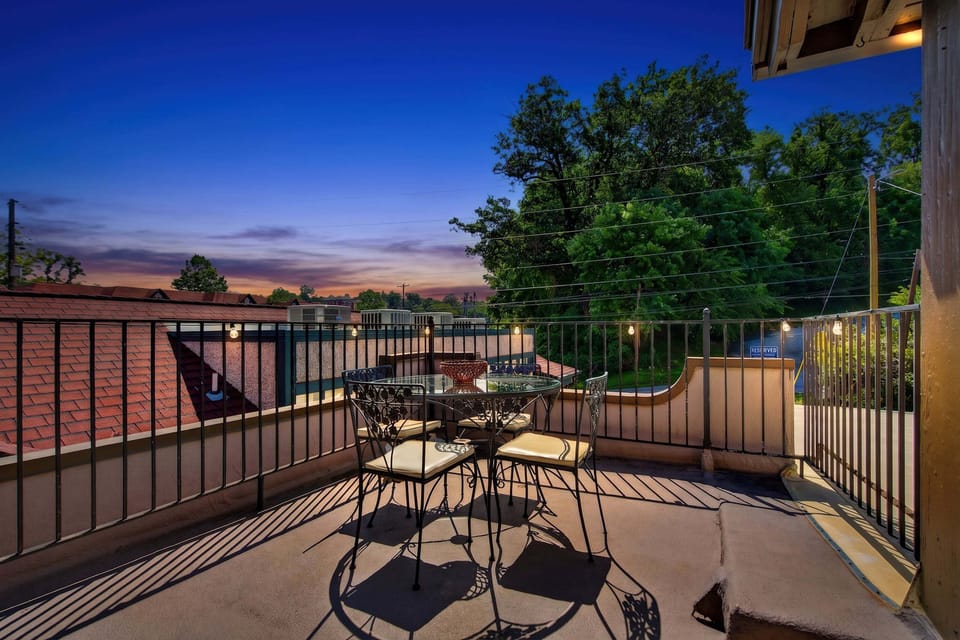 Dine al fresco on the balcony overlooking Biltmore Village.