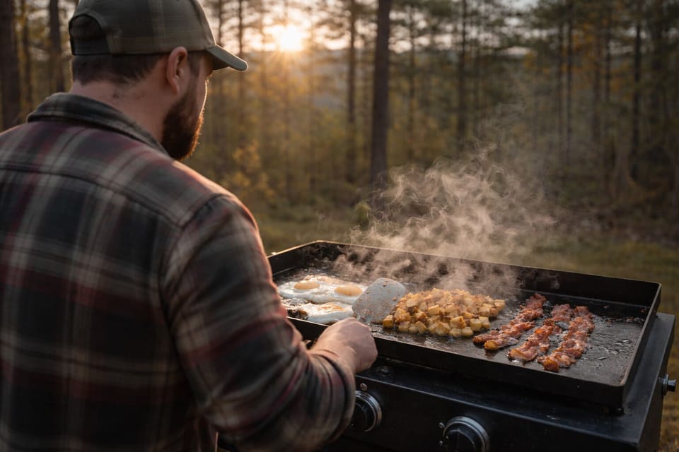 Morning smoke, iron heat, and breakfast worth waitin’ on is how mountain days start right out here.
