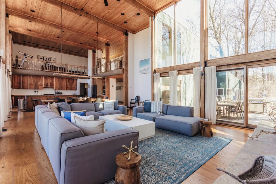 Huge living area, dining area and kitchen