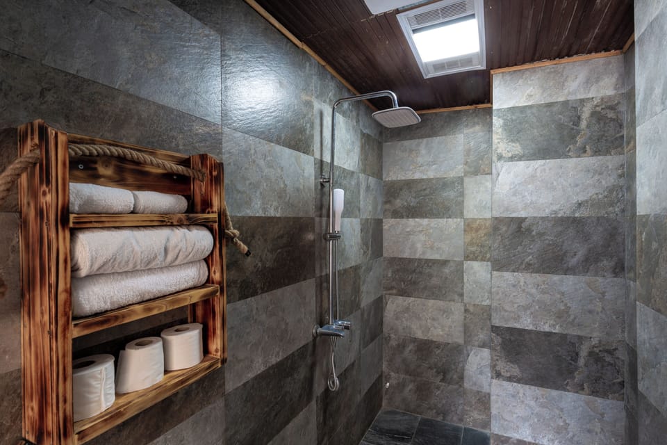 Deluxe Double Room, 1 Bedroom | Bathroom | Shower, hydromassage showerhead, designer toiletries, hair dryer