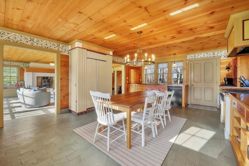 Kitchen table with seating for 8