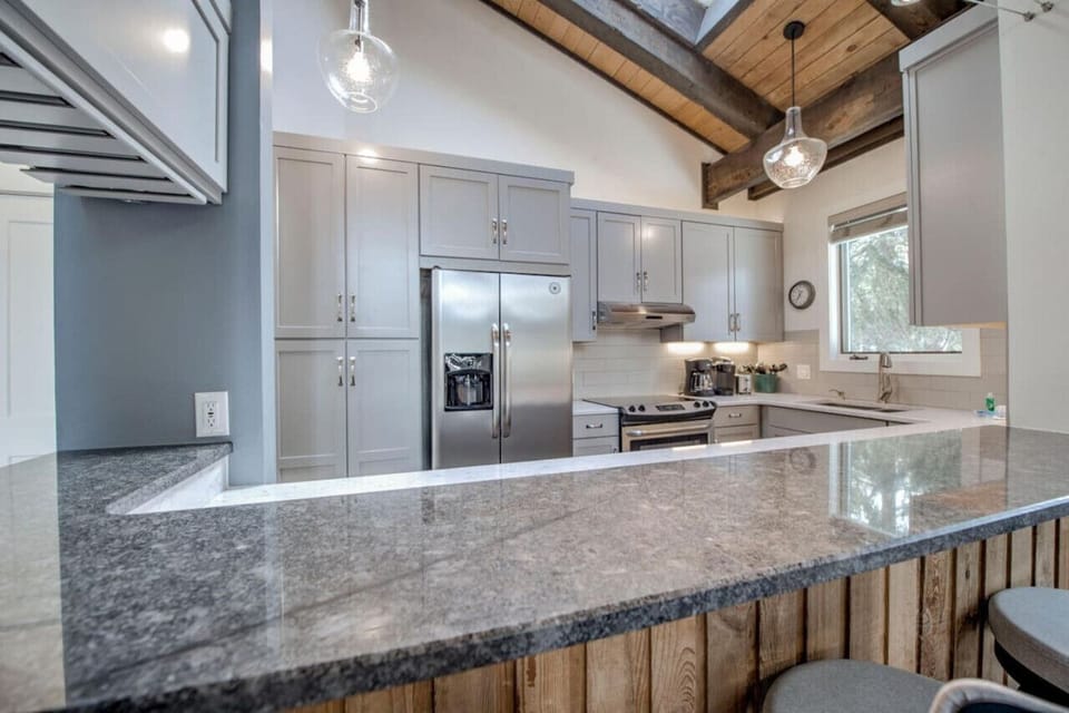 The properties kitchen is newly renovated with everything you need to cook a meal