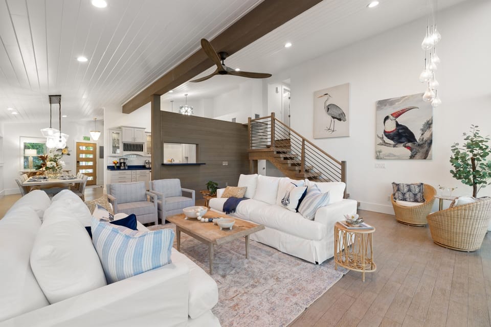 The modern, simple styling creates an open feel and encourages spending time together with friends and family...