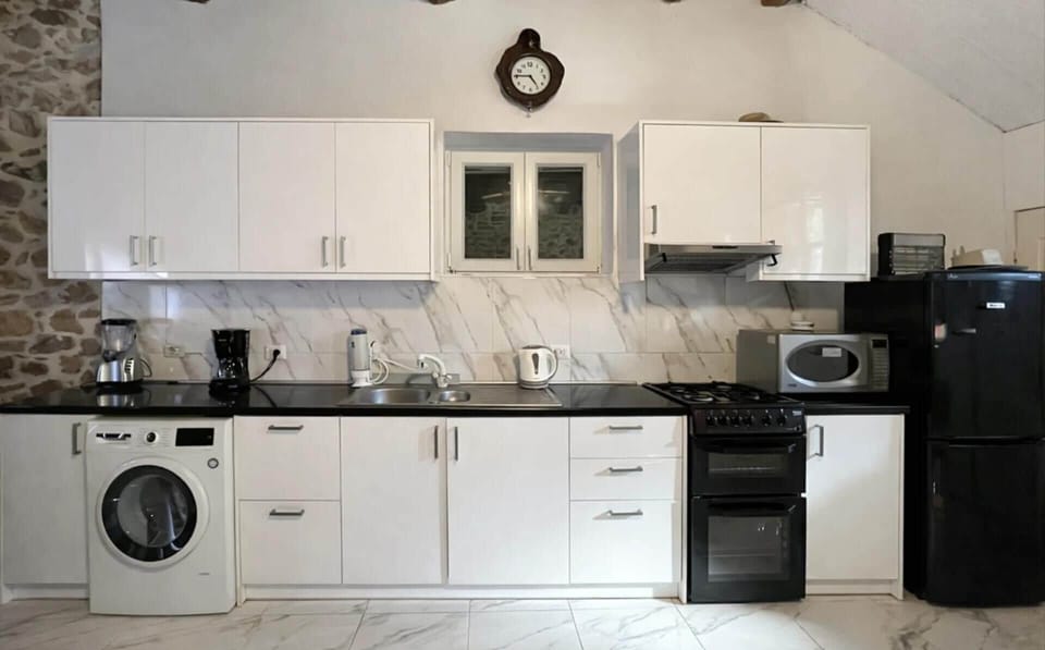 Fridge, oven, stovetop, electric kettle