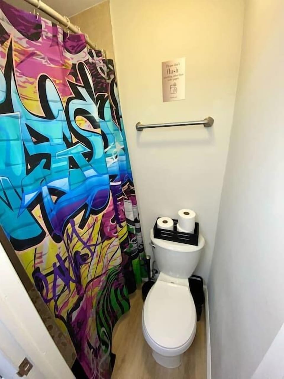 Unit 2's cozy bathroom—a compact haven with all essentials. Q-tips, lotion, shampoo, conditioner, and body wash await your indulgence. A small space with big comforts, ensuring a delightful stay. 