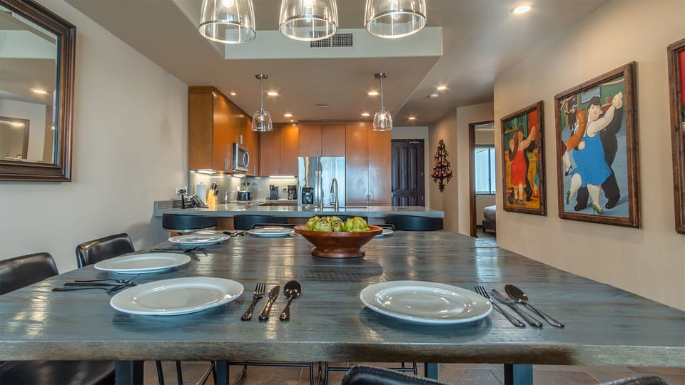 The dining table.