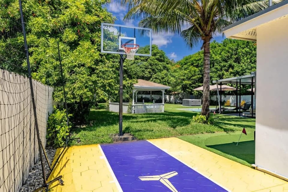 Channel your inner champion on our Kobe Bryant-inspired basketball court — the perfect spot for friendly games and unforgettable memories.