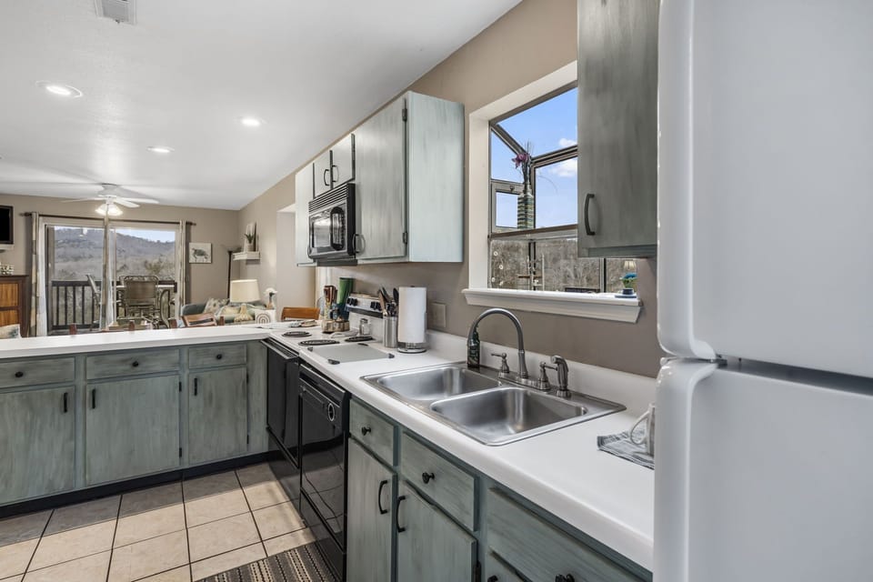 Our kitchen sink with a window makes dish duty a delight.