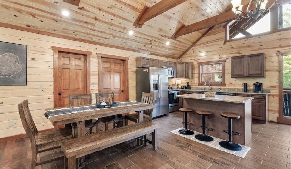 Main floor open floor plan. Includes 4 bedrooms. No stairs needed to access.