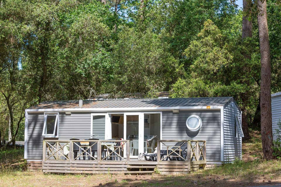 Nestled among trees, this cozy cabin offers a serene escape with a rustic charm, blending seamlessly with its natural surroundings.