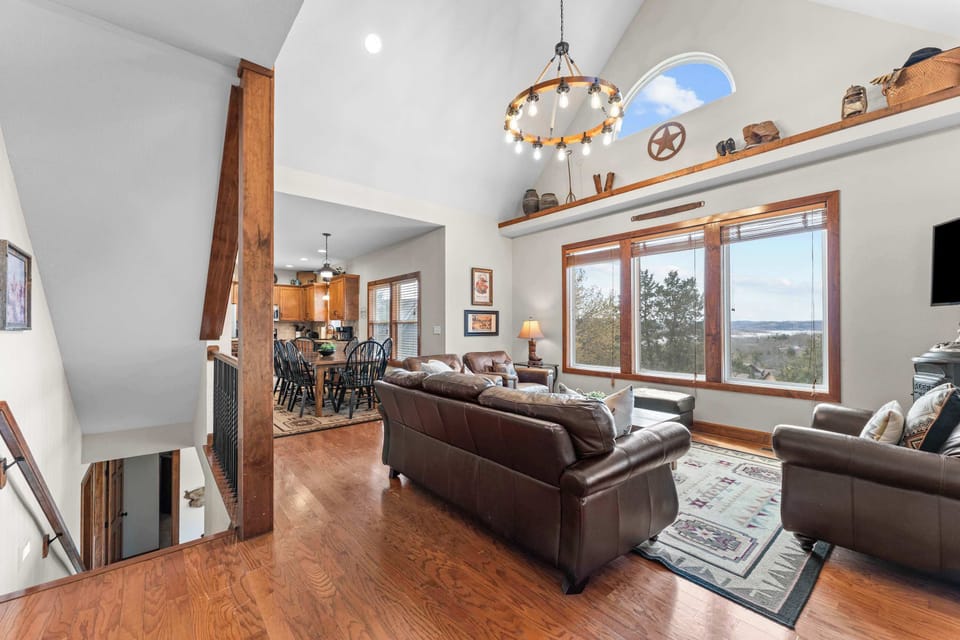 Vaulted ceilings greet you inside with a beautiful view of the lake!