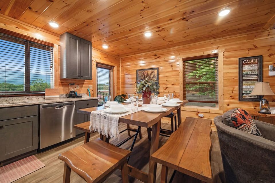 Dining room with bench style seating for 6