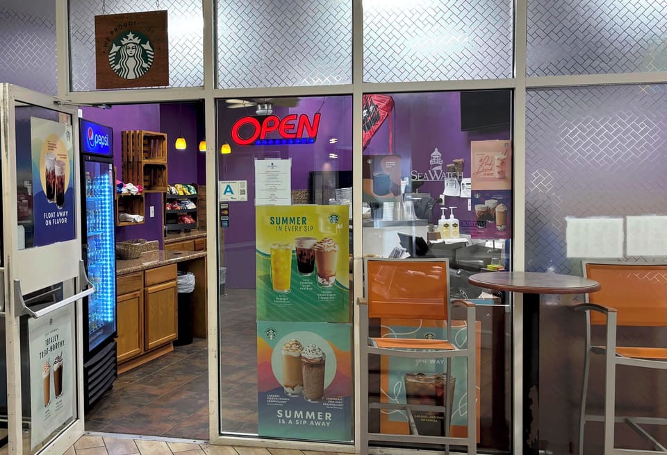 Coffee and Ice cream on the lobby level.