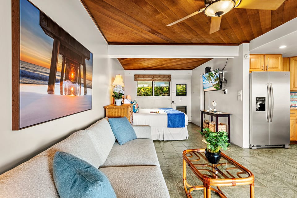 Wooden ceilings create a beautiful contrast in deisgn