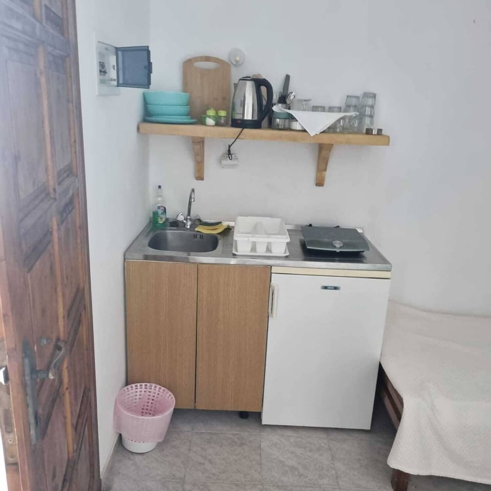 Fridge, stovetop, cookware/dishes/utensils