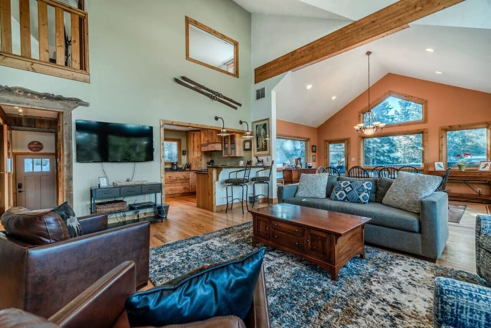 High ceilings and beautiful wood accents