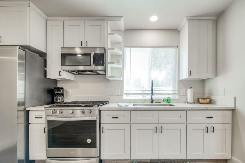 Fully equipped kitchen ready for simple meals or longer stays