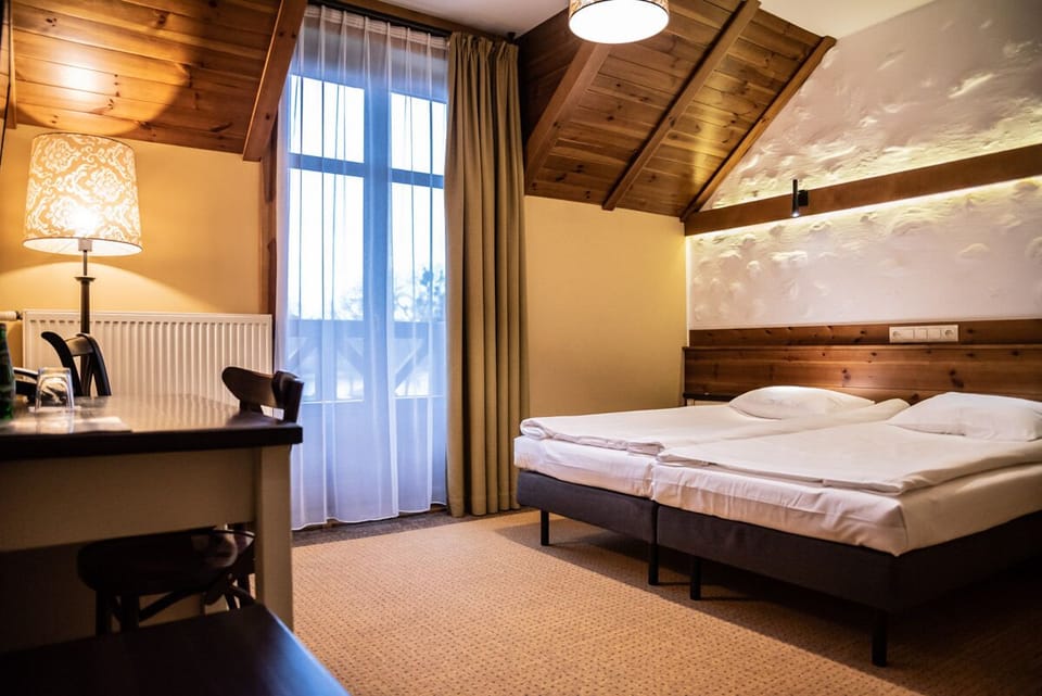 Hypo-allergenic bedding, desk, laptop workspace, iron/ironing board