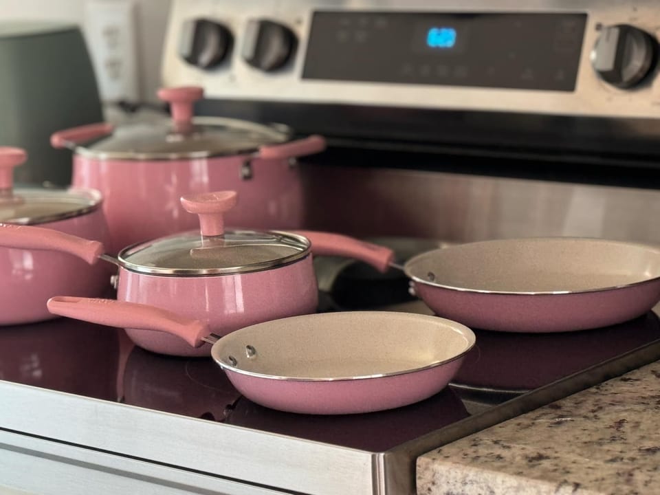Wide variety of pots and pans 