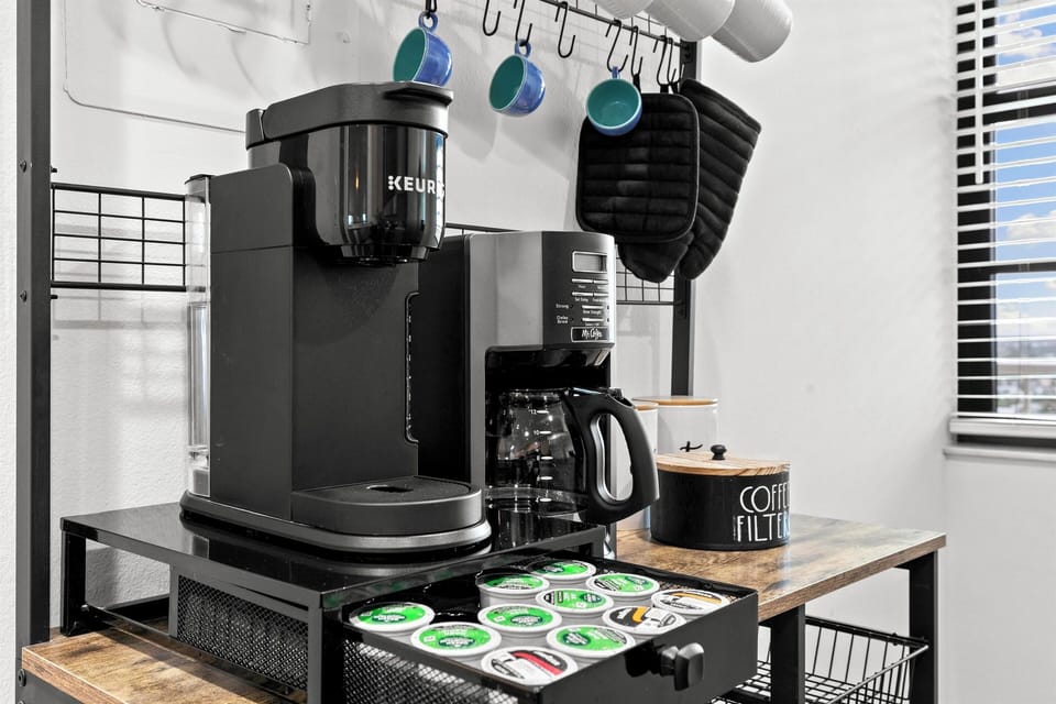 Coffee / tea bar with everything you need to get you started.