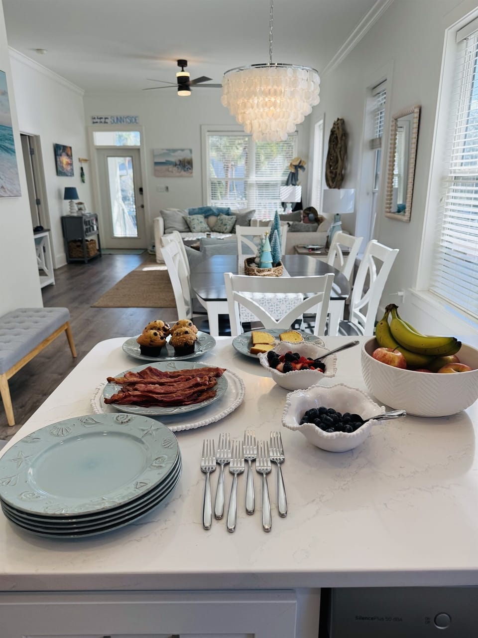 Our dining table and island offer plenty of seating for memorable family meals.