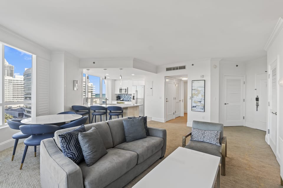 Luxury Apartment | Living area | 50-inch Smart TV with cable channels